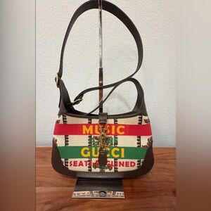 Gucci Jackie 1961 Small Centennial Music canvas hobo bag